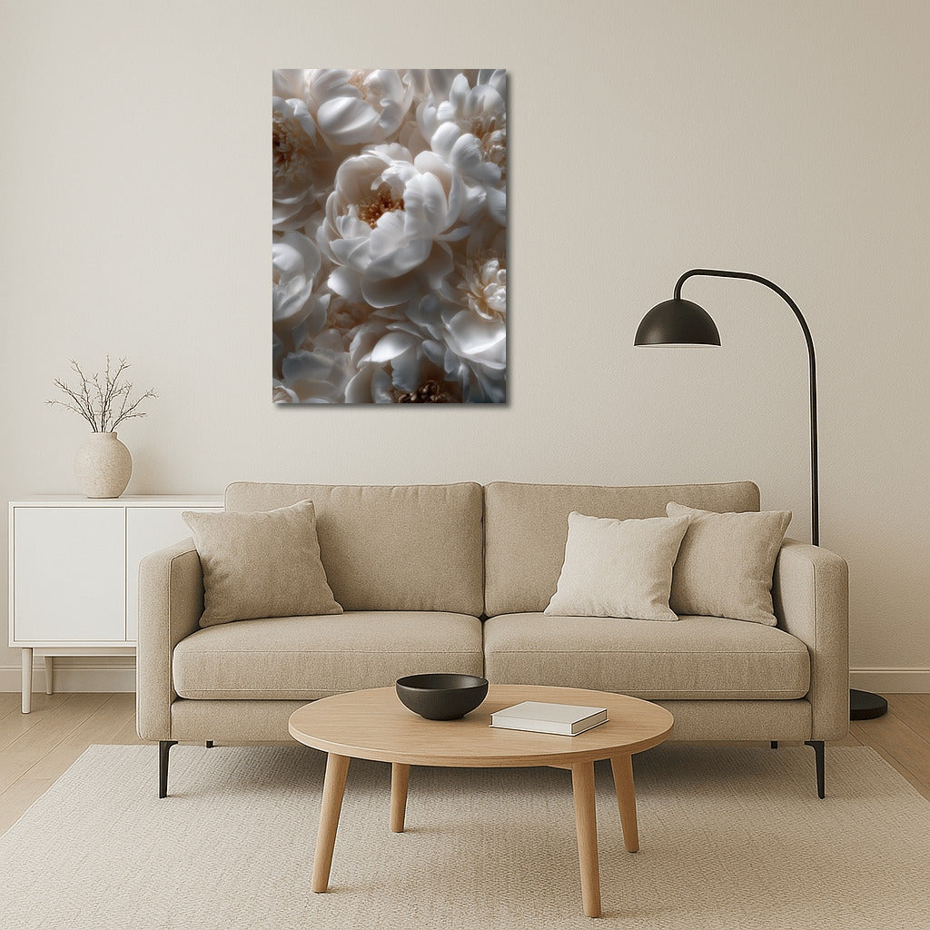 Floral Symphony: Snow-White Peonies Sarah Bernhardt