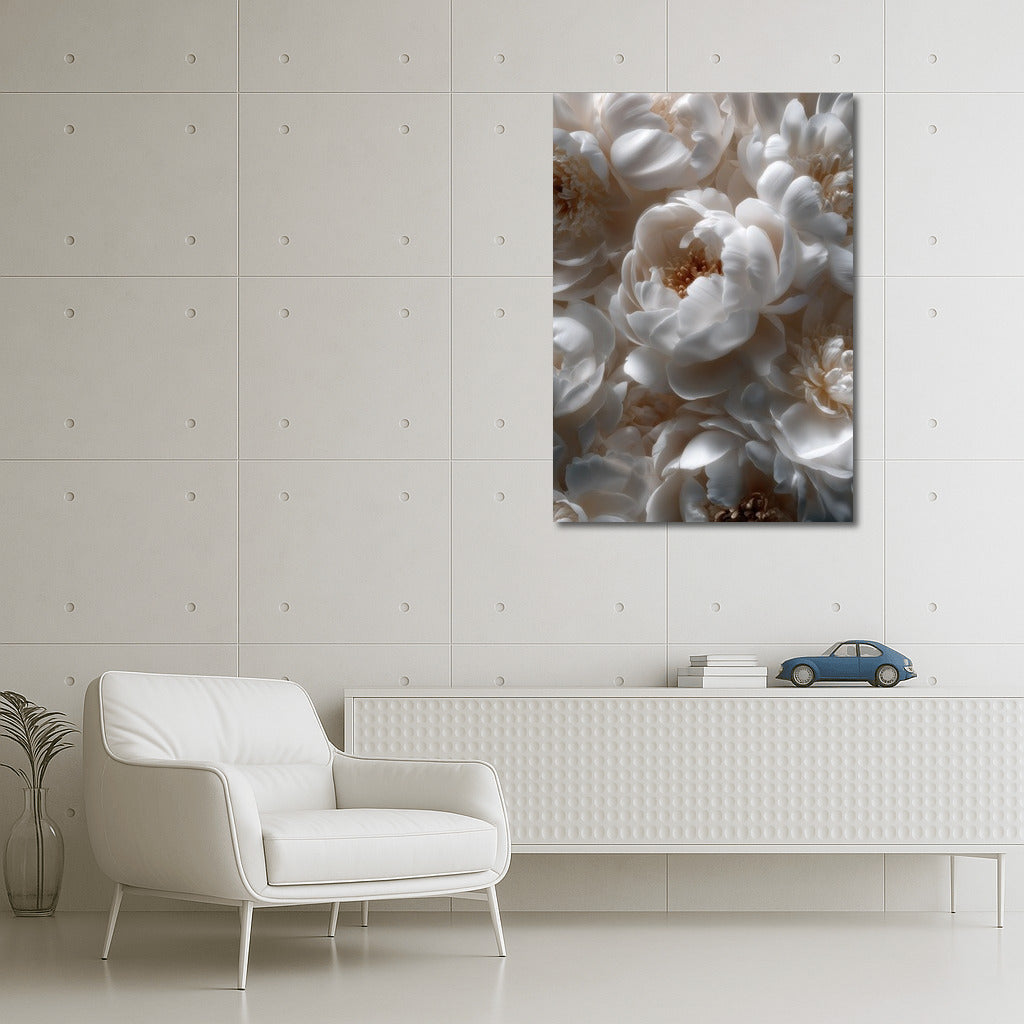 Floral Symphony: Snow-White Peonies Sarah Bernhardt