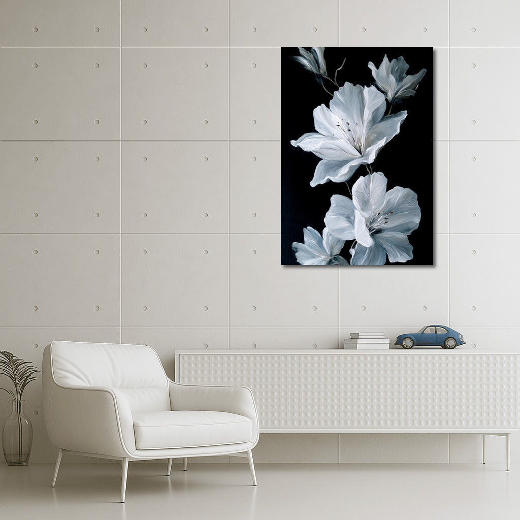 White Casablanca Lilies: Elegance on a Deep Background
