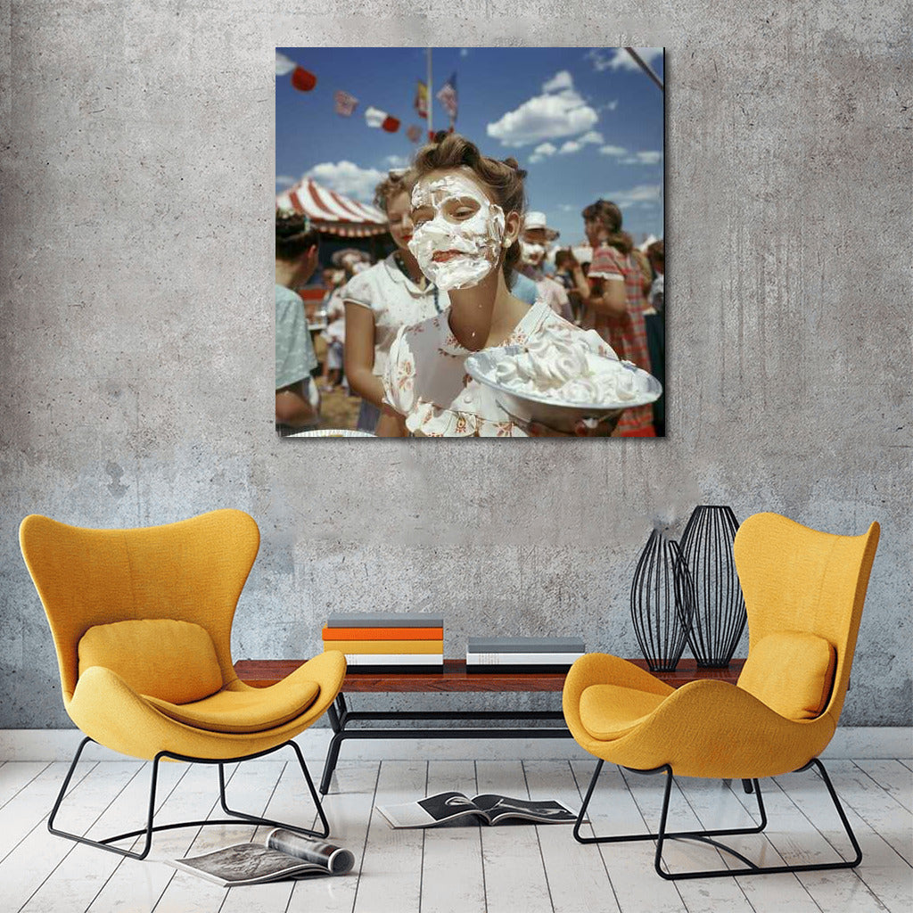 Cream Battle: Humor and Laughter on Canvas