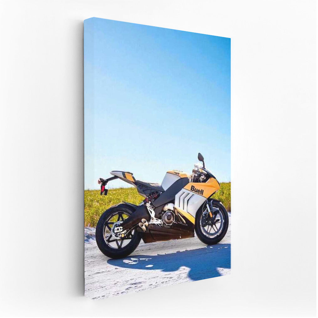 Buell Hammerhead V Twin: Dynamics on Snowy Road with Green Meadow