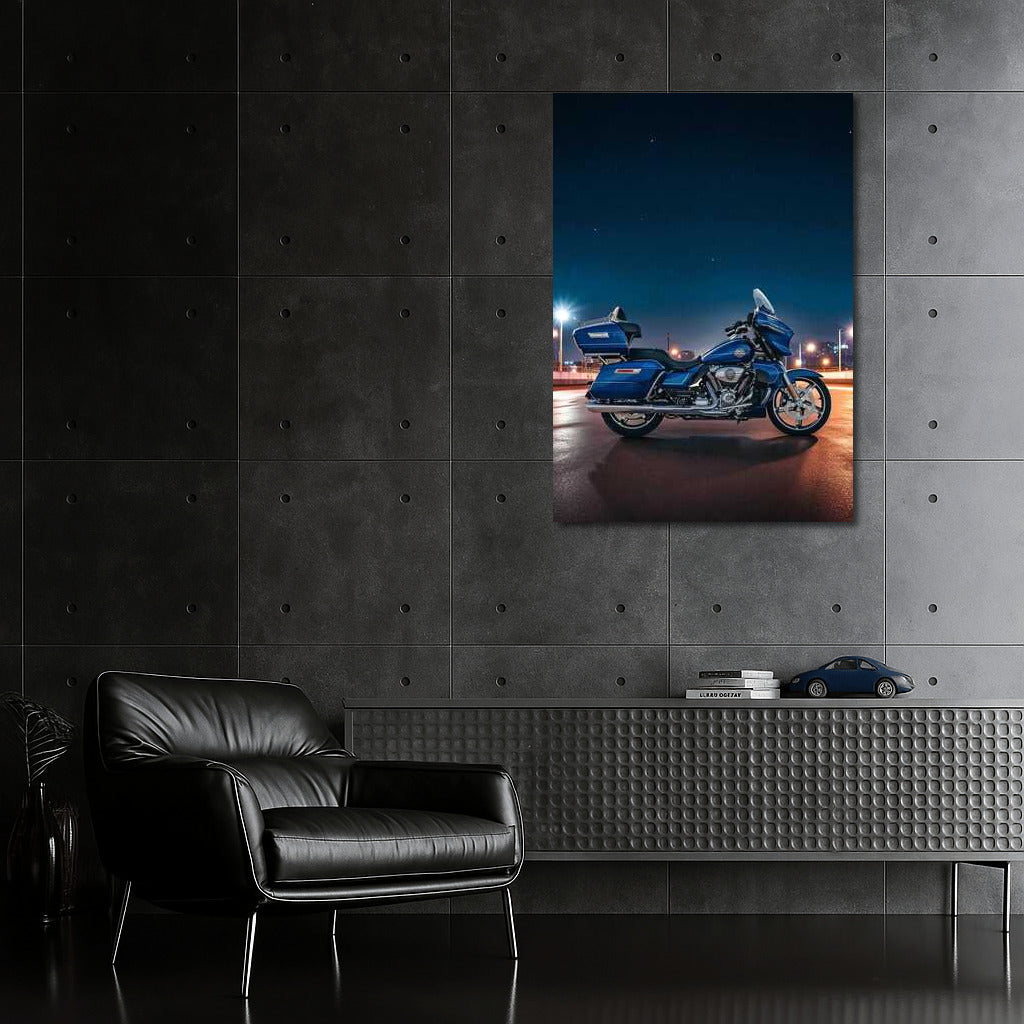 Night Flight: Harley Davidson Street Glide Ultra Against Cityscape