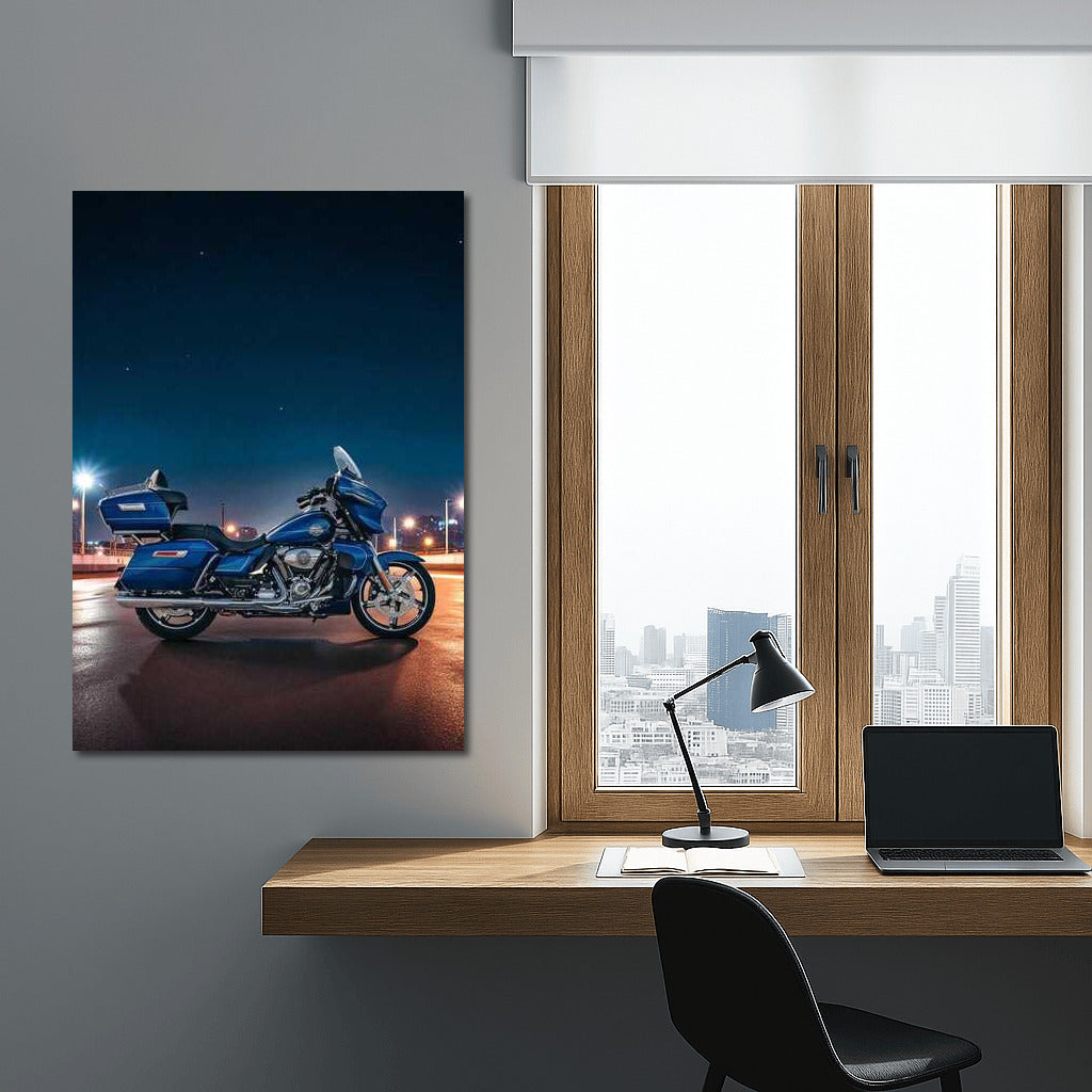 Night Flight: Harley Davidson Street Glide Ultra Against Cityscape