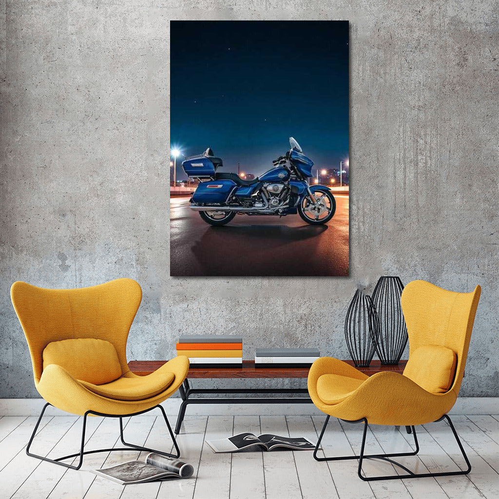 Night Flight: Harley Davidson Street Glide Ultra Against Cityscape