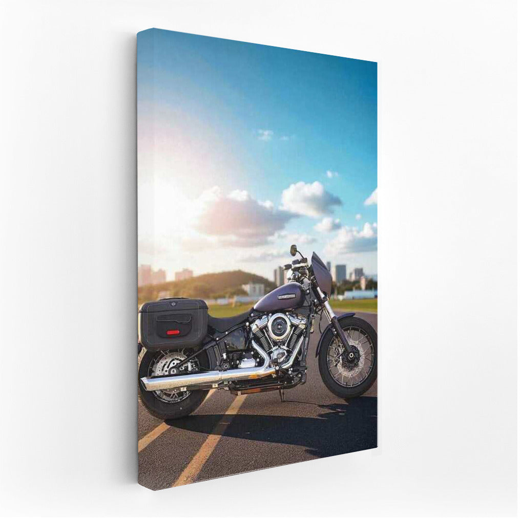 Harley Davidson Street Bob: Freedom against the city skyline