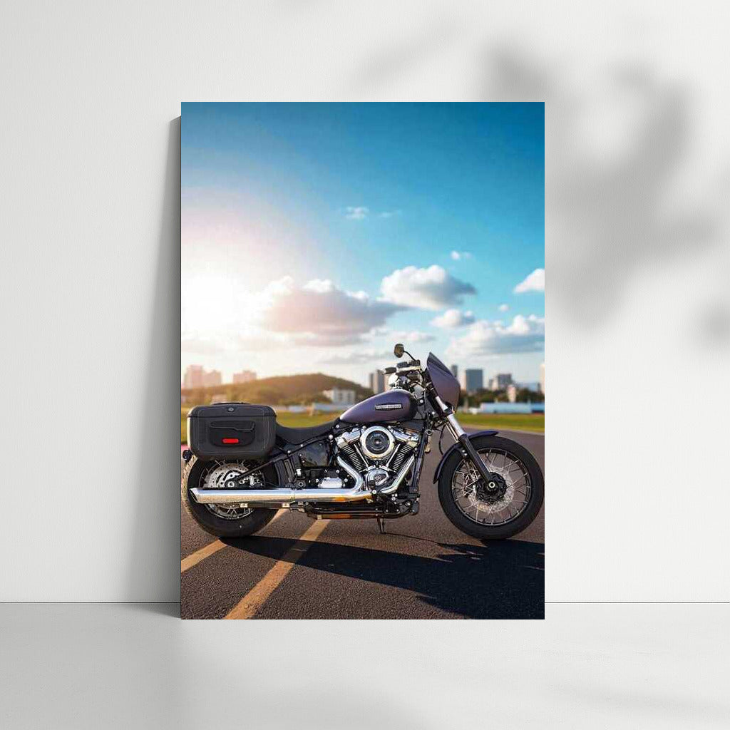 Harley Davidson Street Bob: Freedom against the city skyline