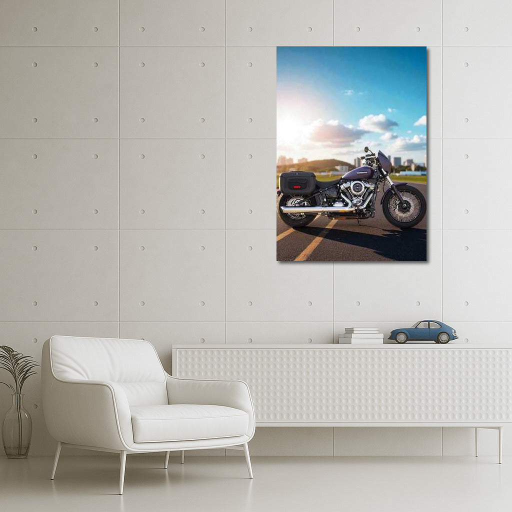 Harley Davidson Street Bob: Freedom against the city skyline