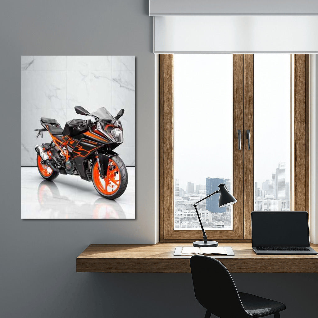 Speed and Style: KTM RC 125 on Marble Backdrop
