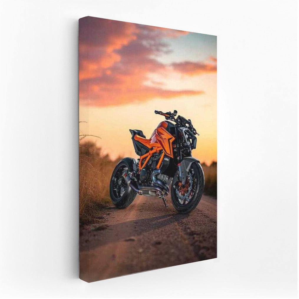 Sunset Speed: KTM 1390 Super Duke R Evo on Dusty Road