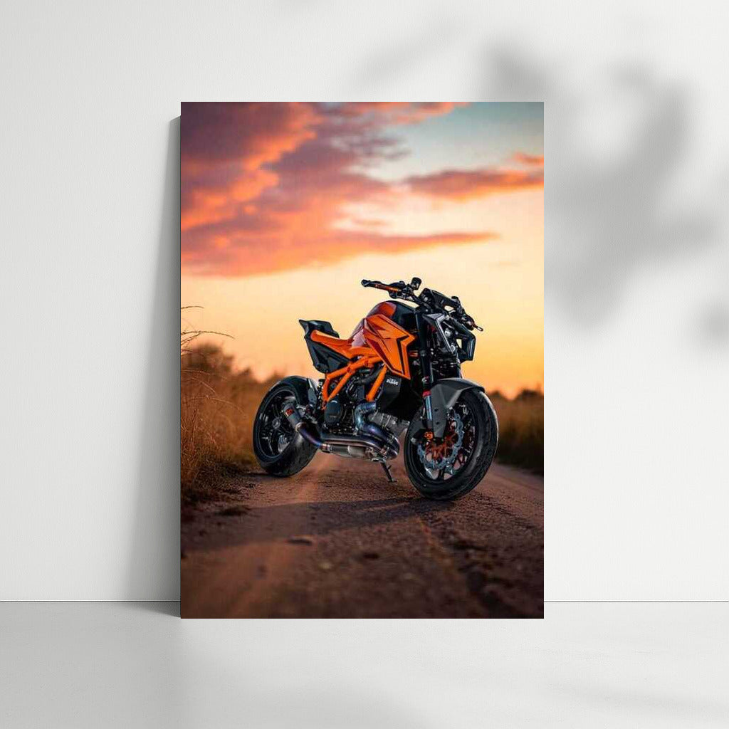 Sunset Speed: KTM 1390 Super Duke R Evo on Dusty Road