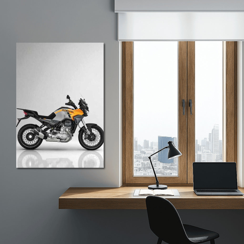 Elegance and Speed: Moto Guzzi Stelvio in Minimalist Style