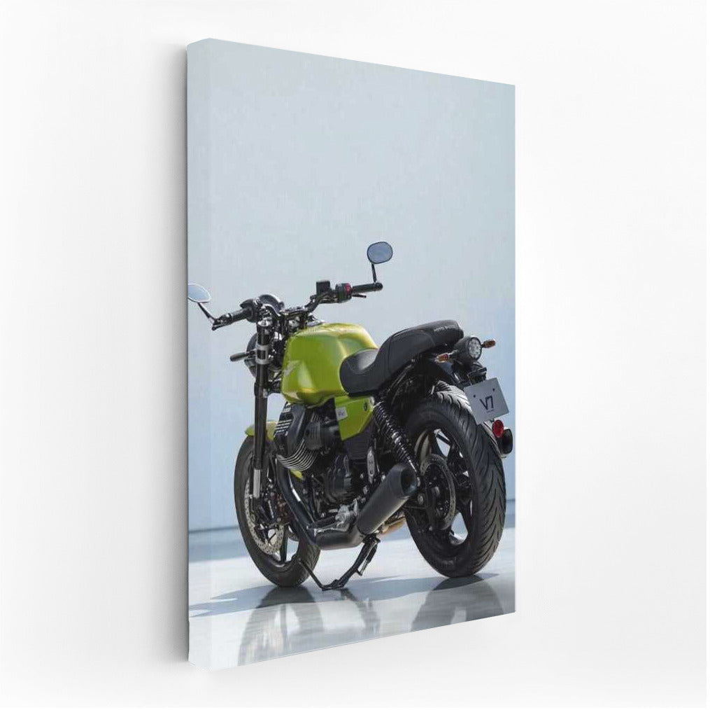 The elegance of the MotoGuzzi V7 Sport against a minimalist backdrop