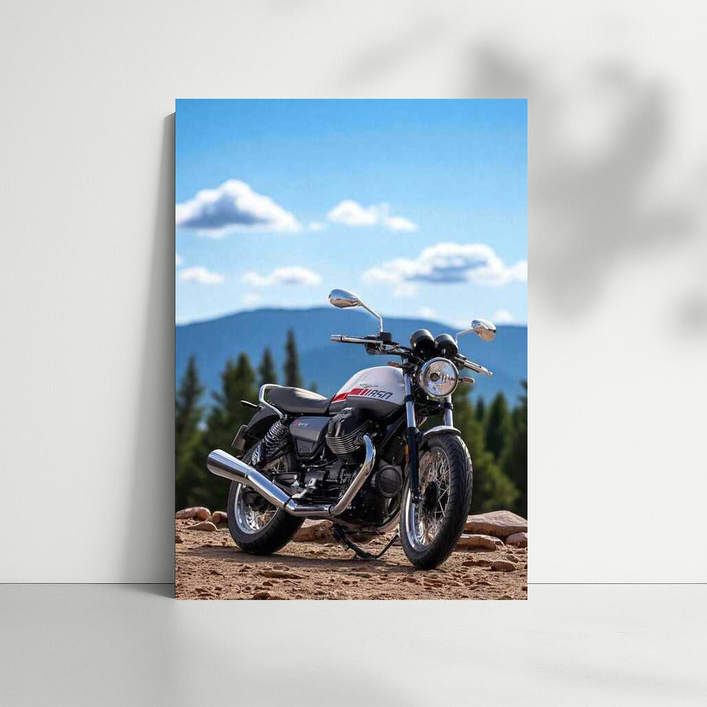 Freedom's Peak: Moto Guzzi V7 on Rocky Peak