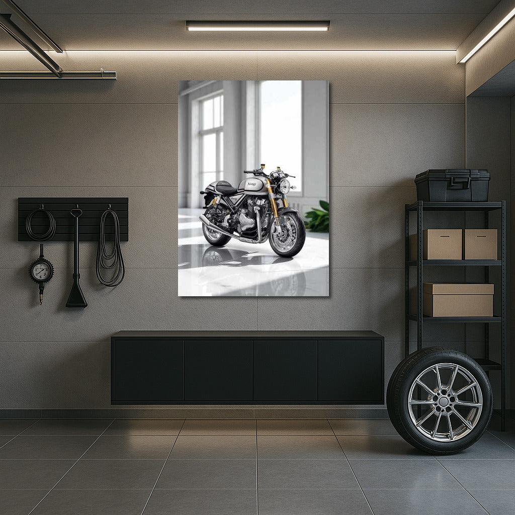 Norton Commando Sport Dynamics on White Marble: Art of Motorcycles