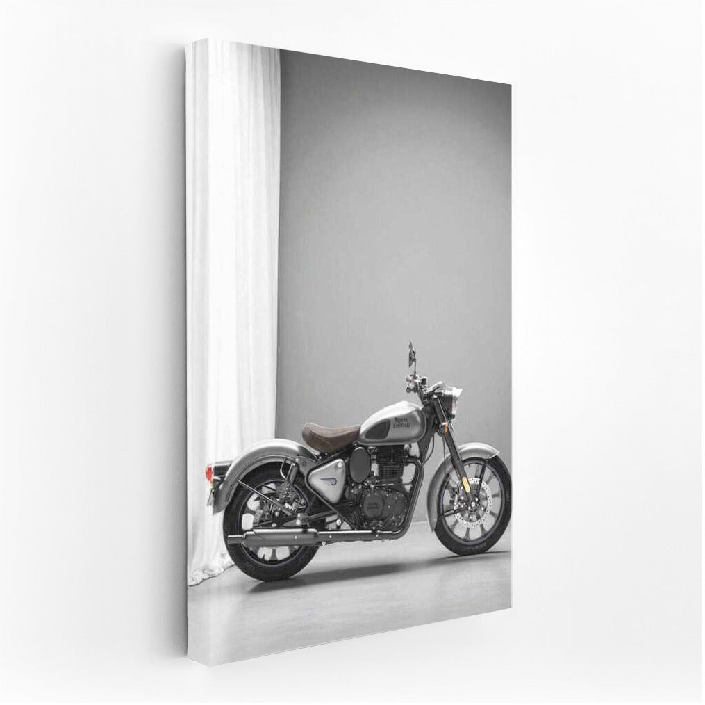 Vintage Charm: Royal Enfield Classic 350 on Grey Background