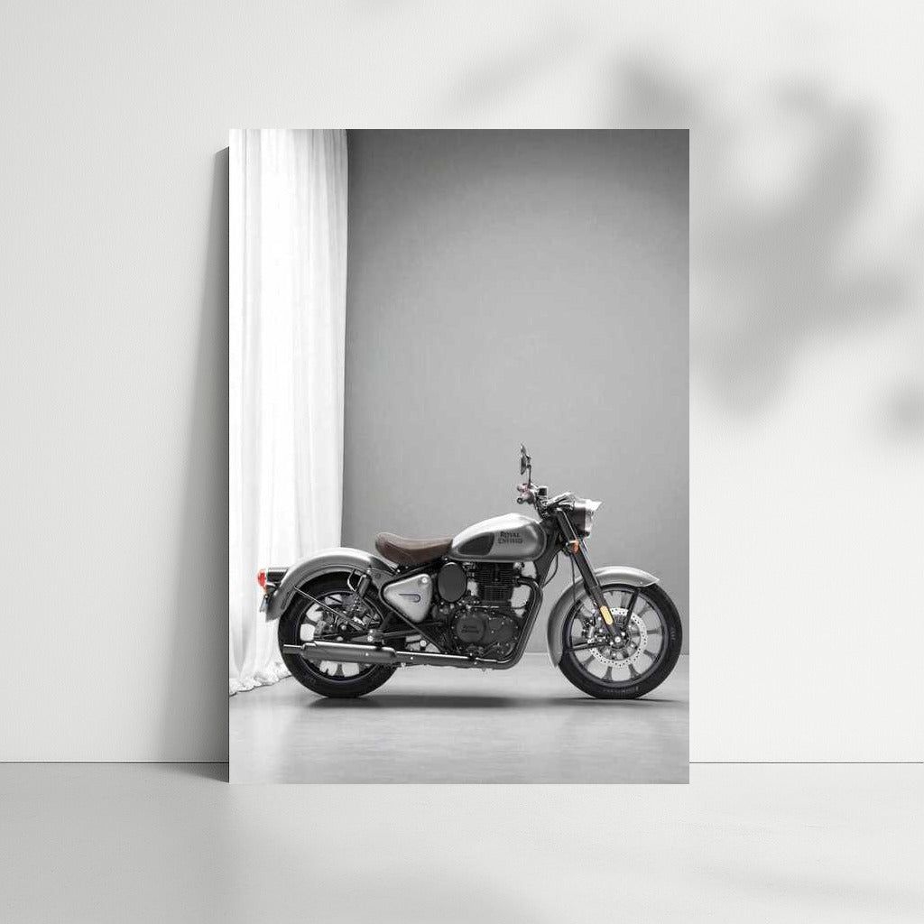 Vintage Charm: Royal Enfield Classic 350 on Grey Background