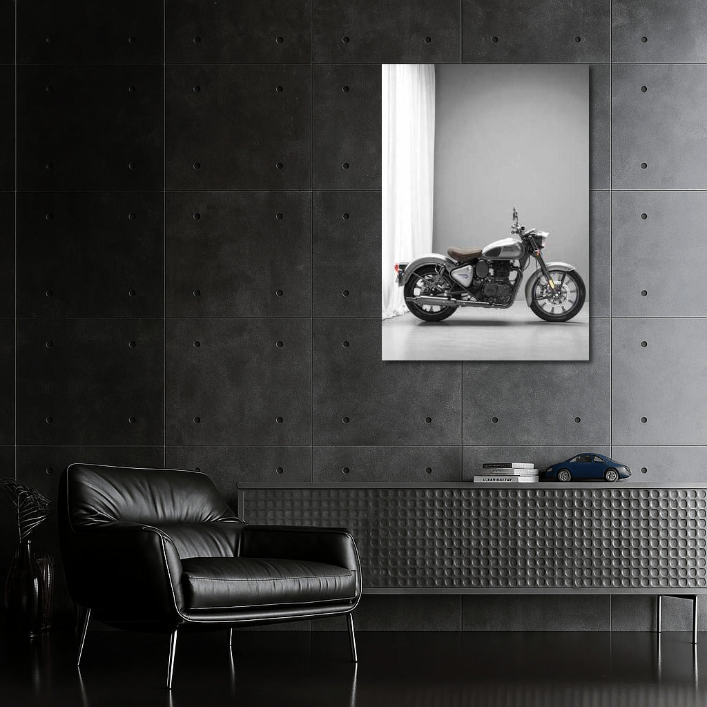 Vintage Charm: Royal Enfield Classic 350 on Grey Background