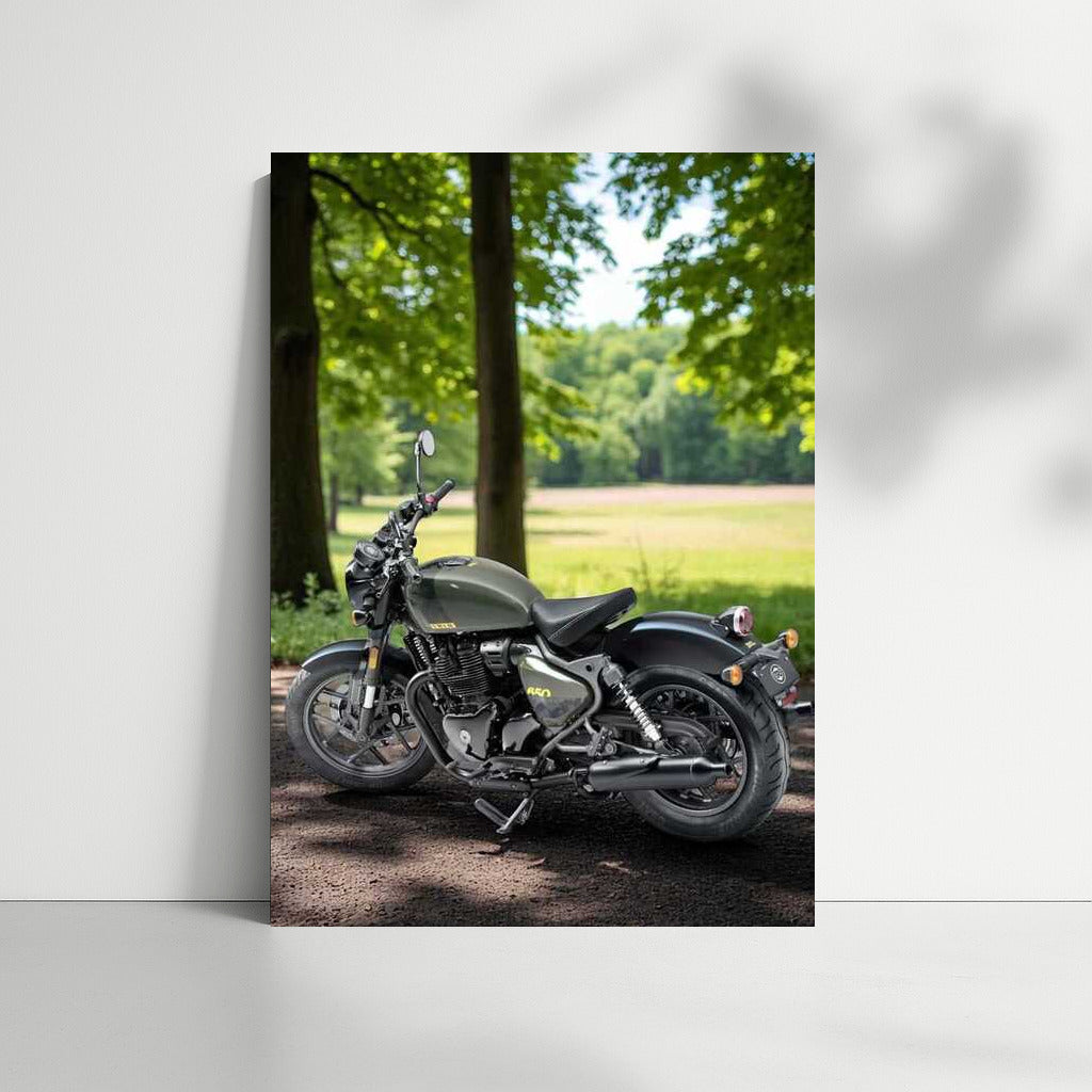 Freedom in Motion: Royal Enfield Shotgun 650 on a Forest Trail