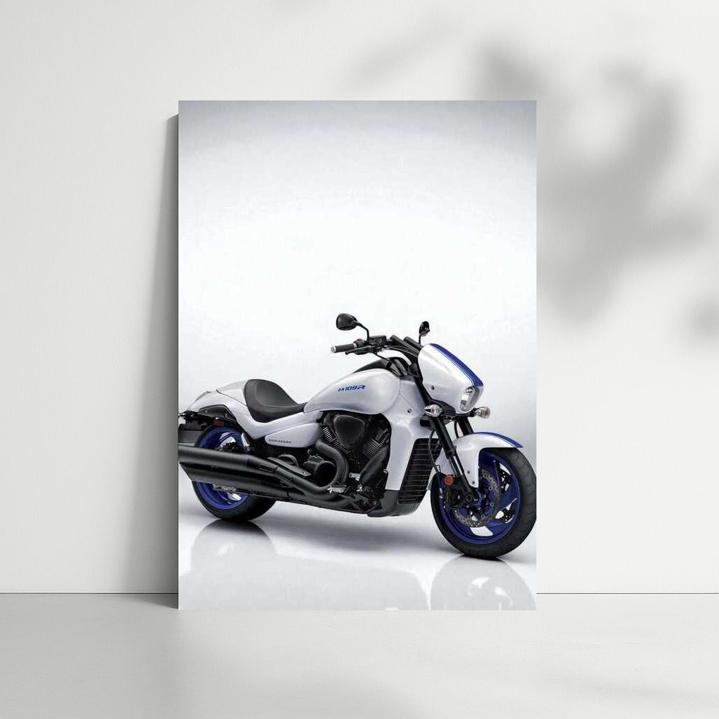 Speedy Elegant: Suzuki Motorcycle on Minimalistic Background