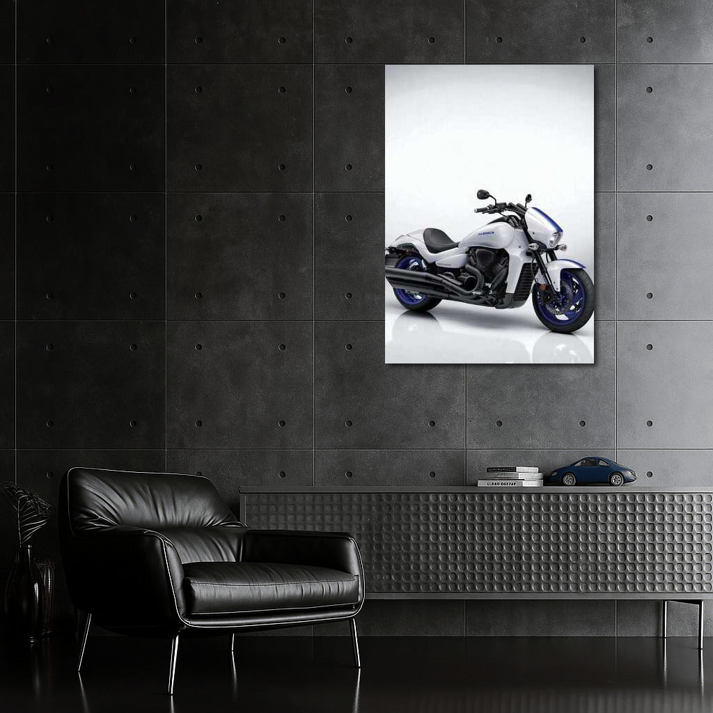 Speedy Elegant: Suzuki Motorcycle on Minimalistic Background