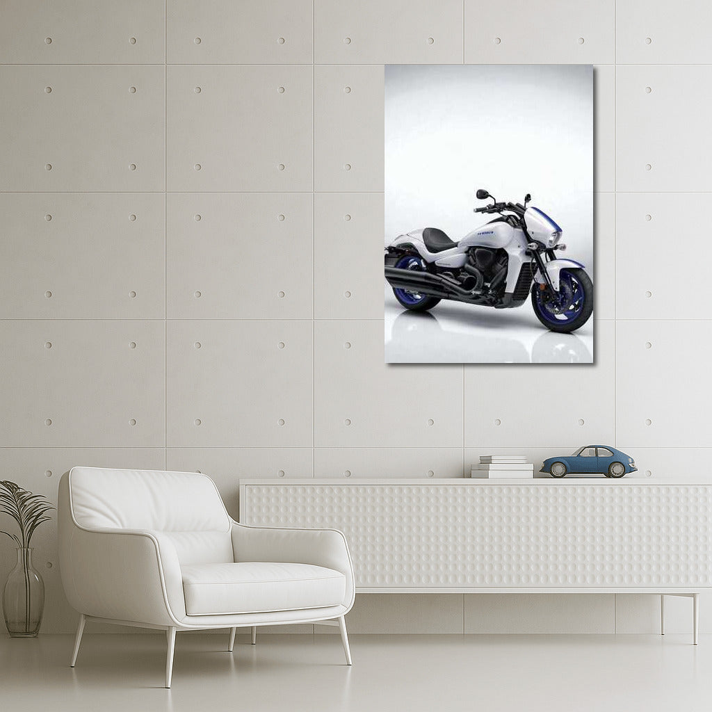 Speedy Elegant: Suzuki Motorcycle on Minimalistic Background