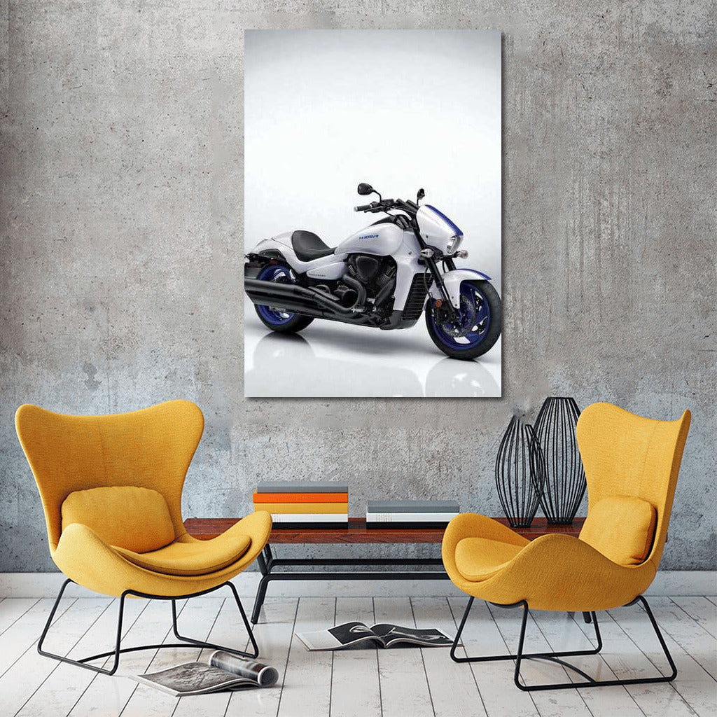 Speedy Elegant: Suzuki Motorcycle on Minimalistic Background