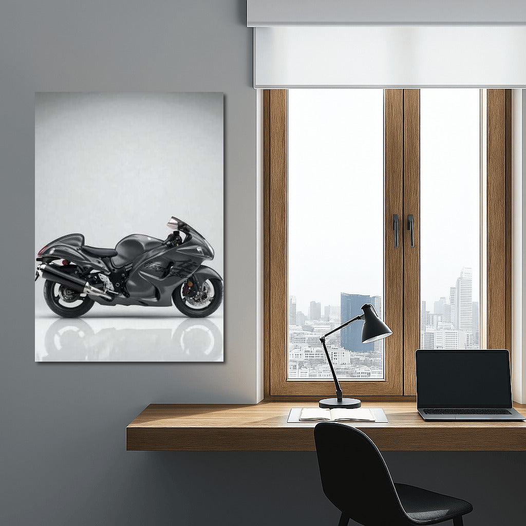 Speed and Style: Suzuki Hayabusa on Minimalistic Background