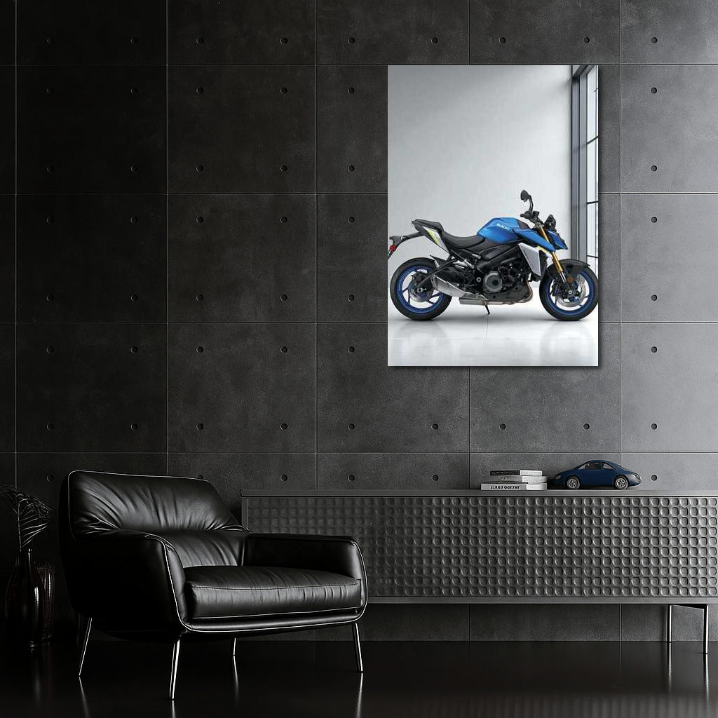 Speed and Style: Suzuki GSX S1000 on White Marble