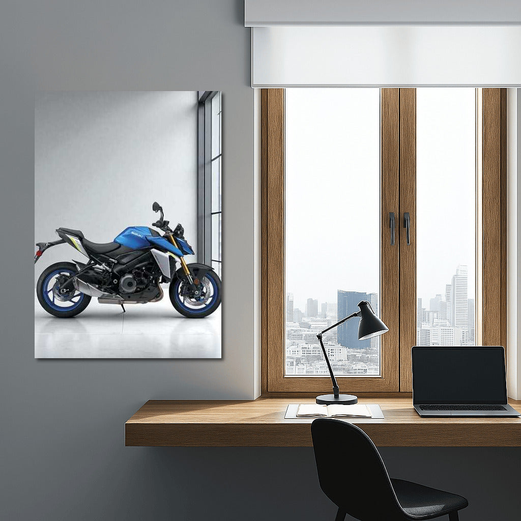 Speed and Style: Suzuki GSX S1000 on White Marble