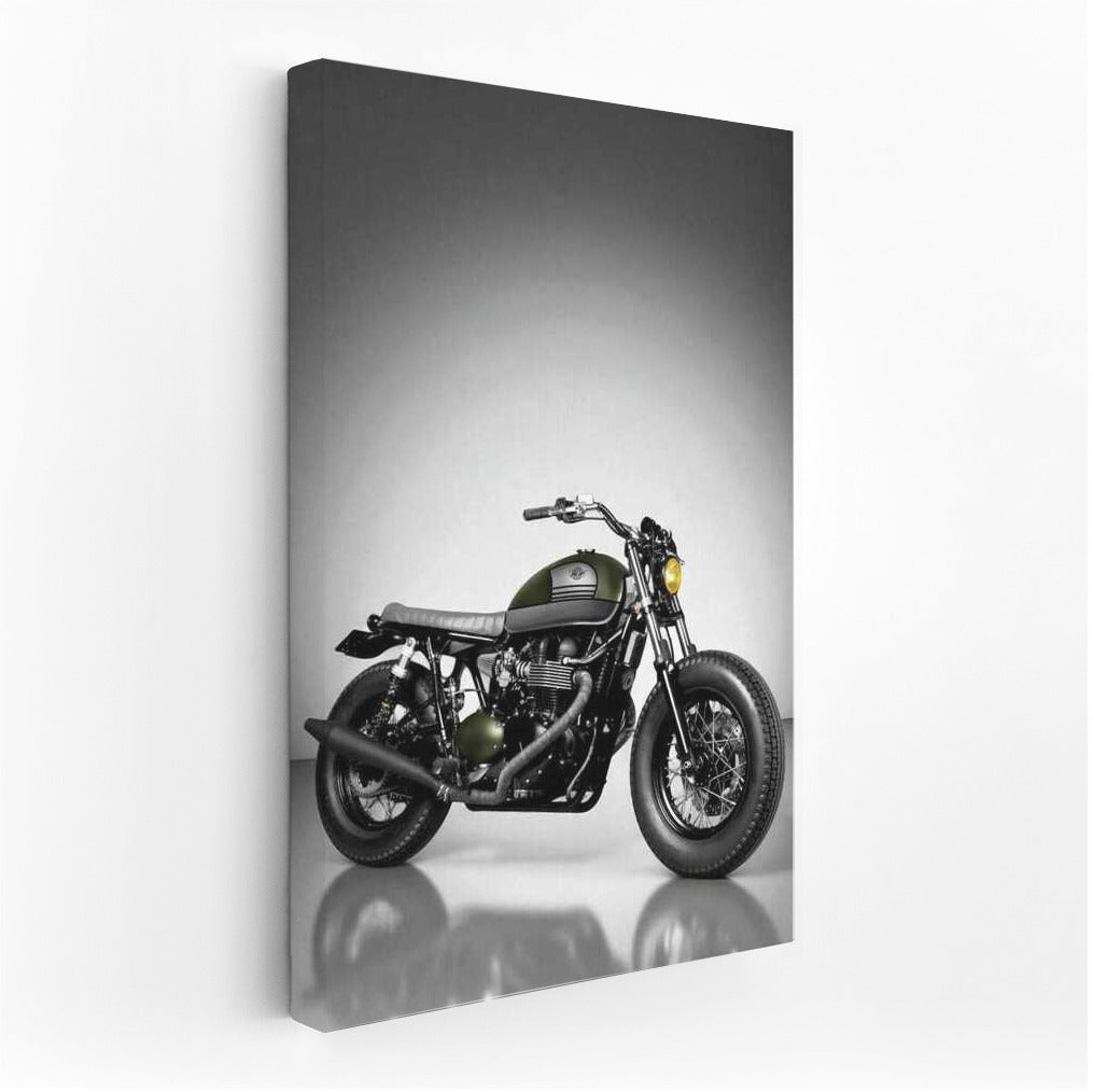 Freedom and Speed: Triumph Bonneville Custom on Gray Background