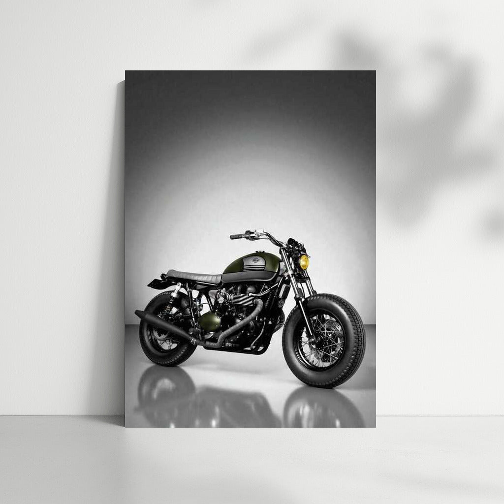 Freedom and Speed: Triumph Bonneville Custom on Gray Background