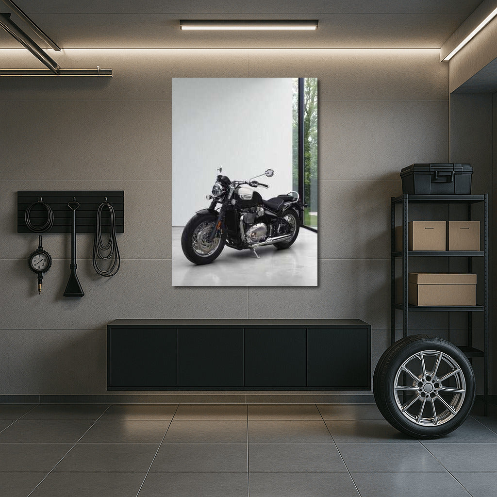 Triumphant Elegance: Triumph Bonneville Speedmaster on a Minimalistic Background