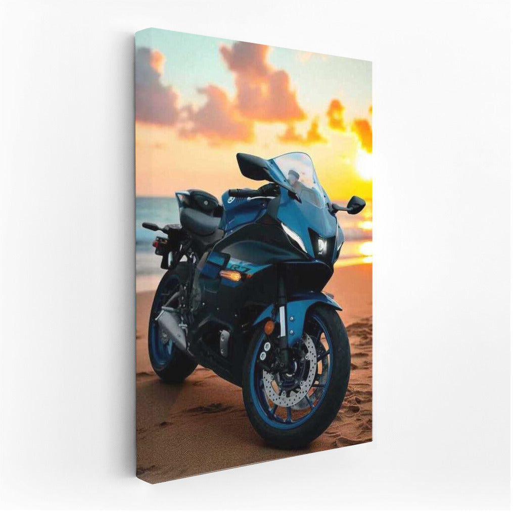 Yamaha YZF R7 at Sunset: Motorcycle by the Sea