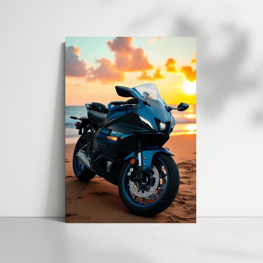 Yamaha YZF R7 at Sunset: Motorcycle by the Sea