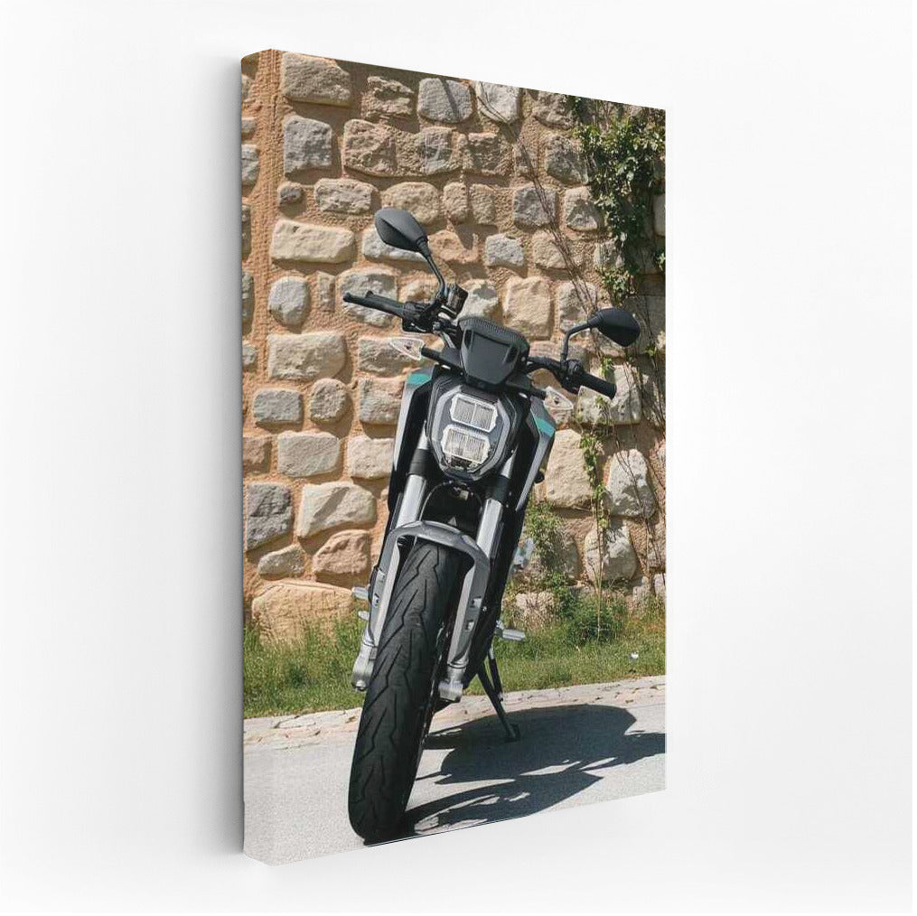 Electric motorcycle Zero S against the backdrop of ancient stone: dynamics and style