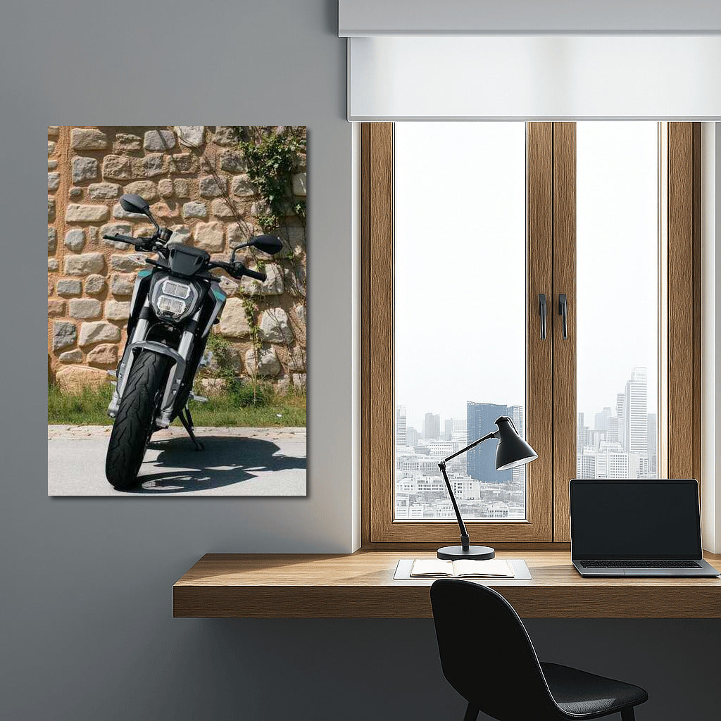 Electric motorcycle Zero S against the backdrop of ancient stone: dynamics and style