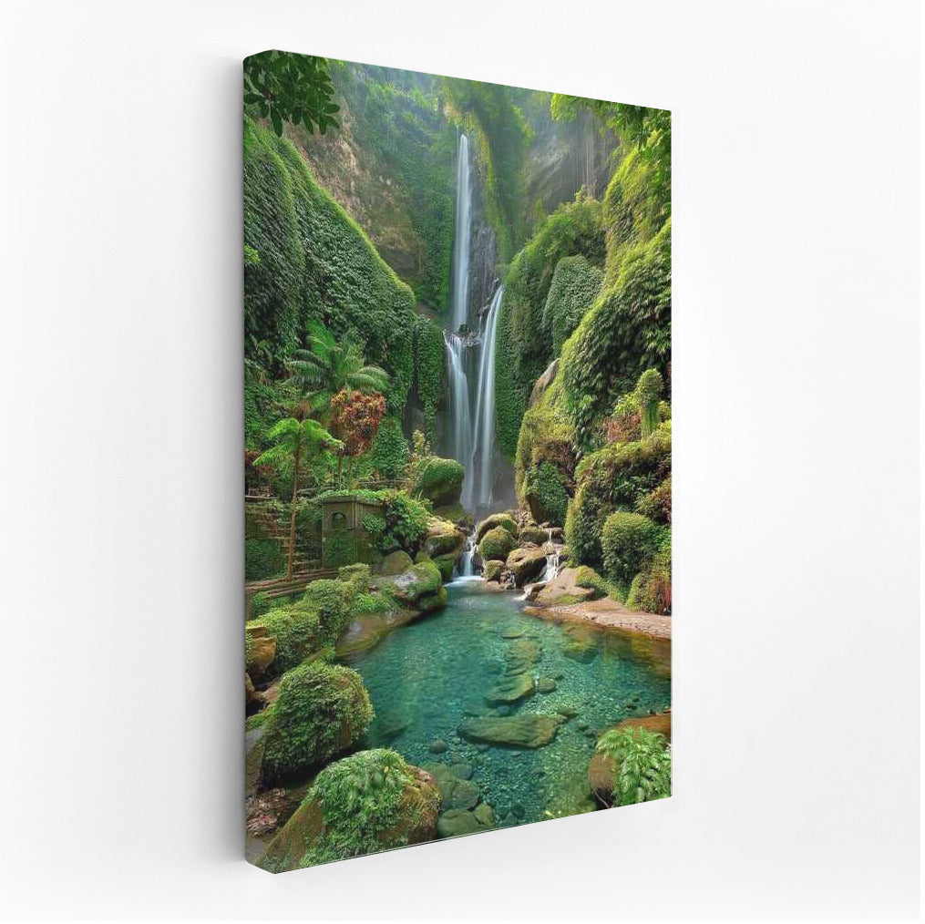 Green Symphony Waterfall: Nature Landscape