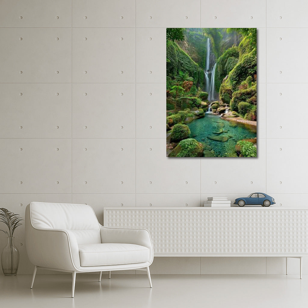 Green Symphony Waterfall: Nature Landscape