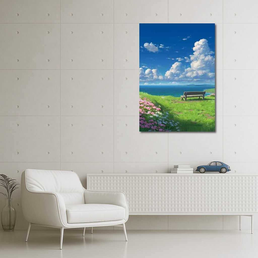 Summer Paradise: Serene Sea and Blooming Meadows