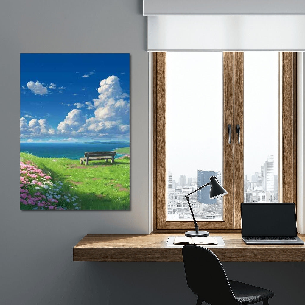 Summer Paradise: Serene Sea and Blooming Meadows