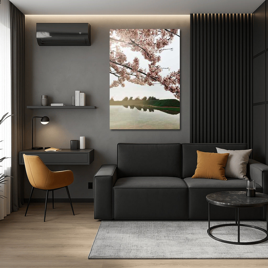 Spring Charm: Cherry Blossoms Over the Lake