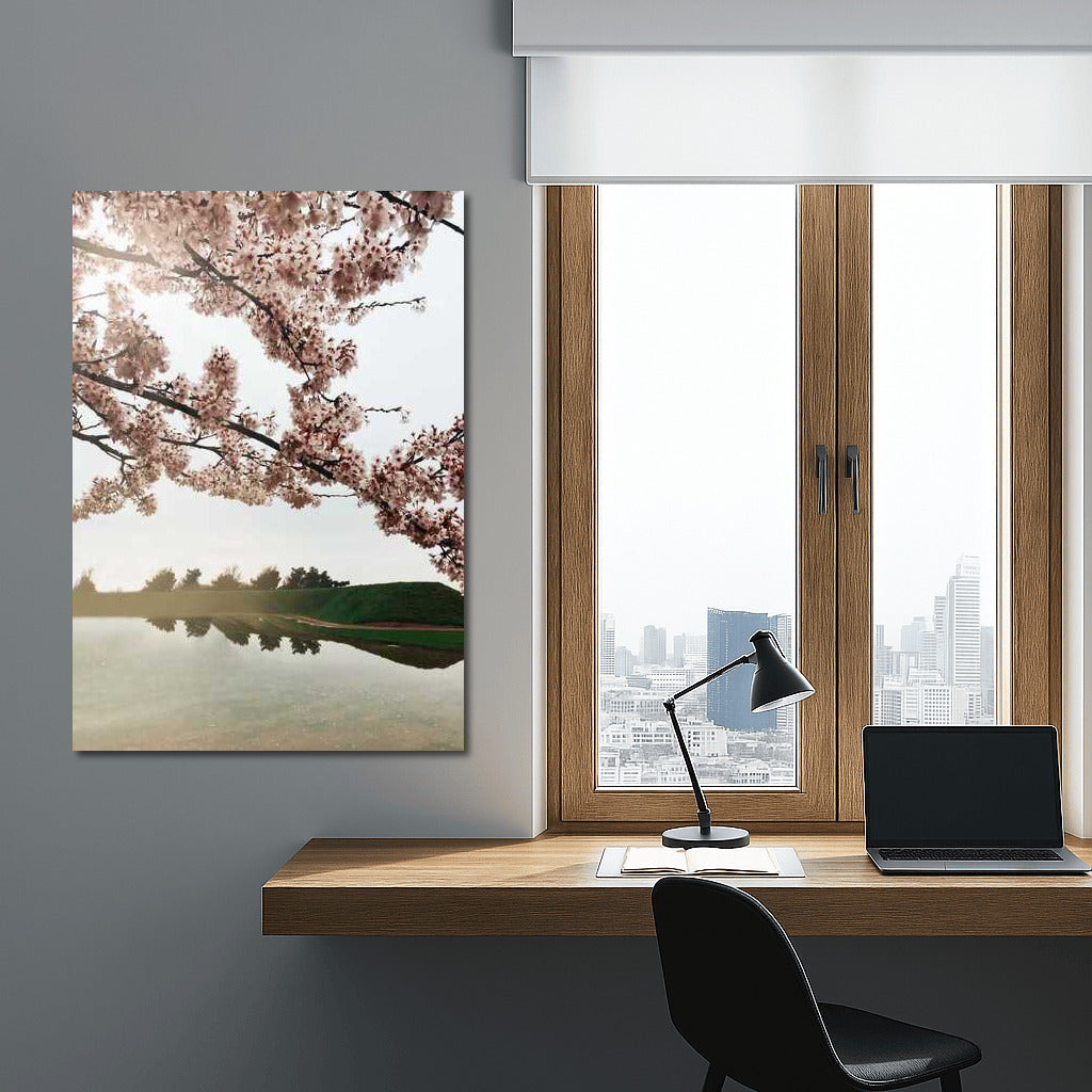 Spring Charm: Cherry Blossoms Over the Lake