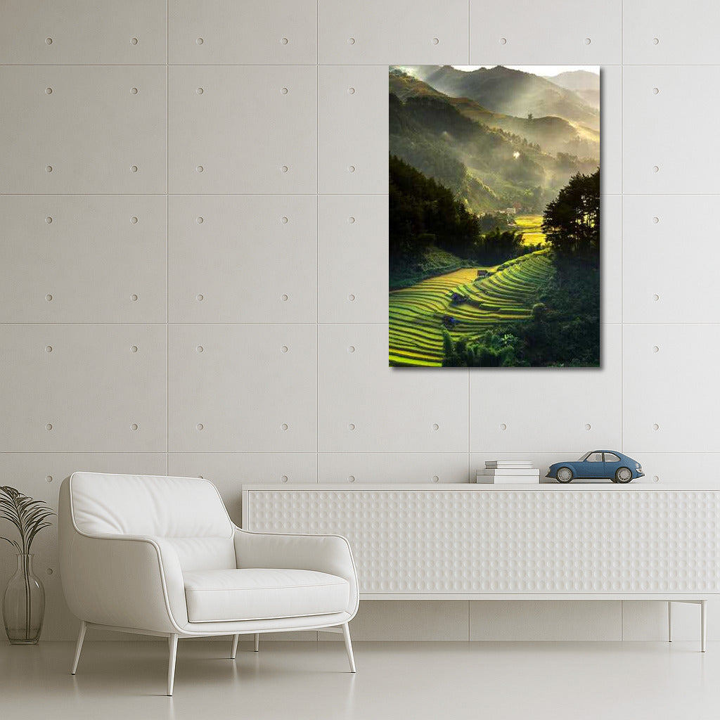 Misty Mountains and Terraces: Natural Harmony in the Interior