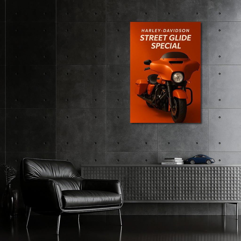 Harley Davidson Street Glide Special Orange: Freedom on Canvas
