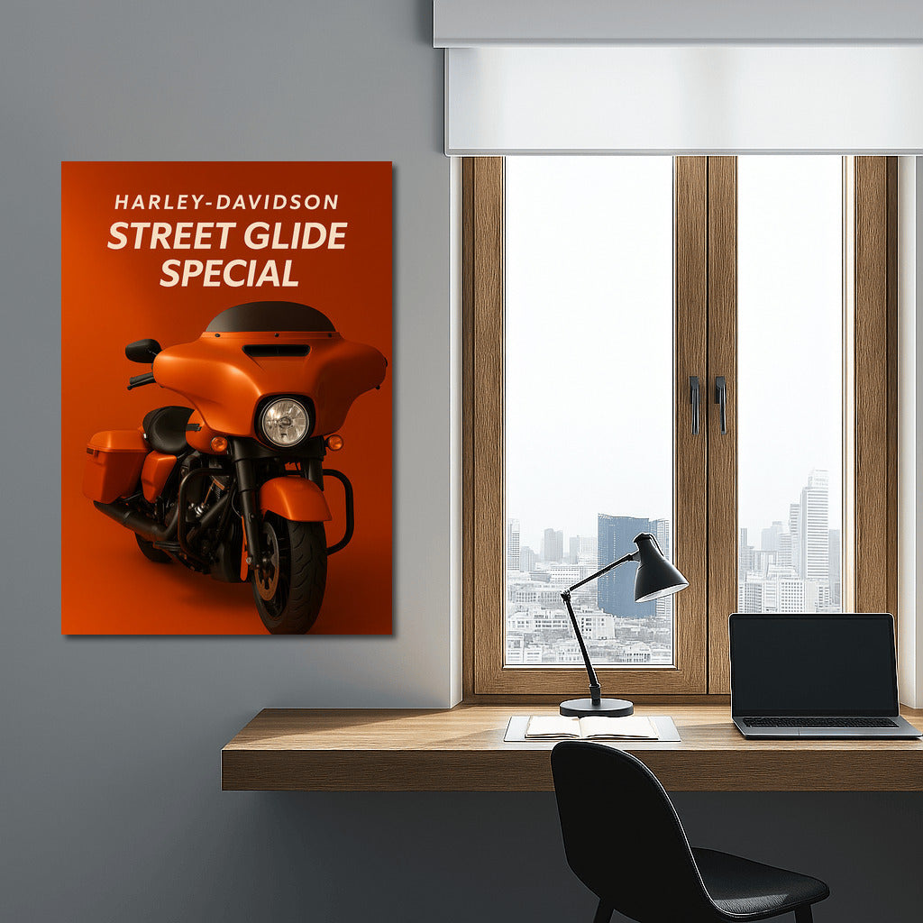 Harley Davidson Street Glide Special Orange: Freedom on Canvas