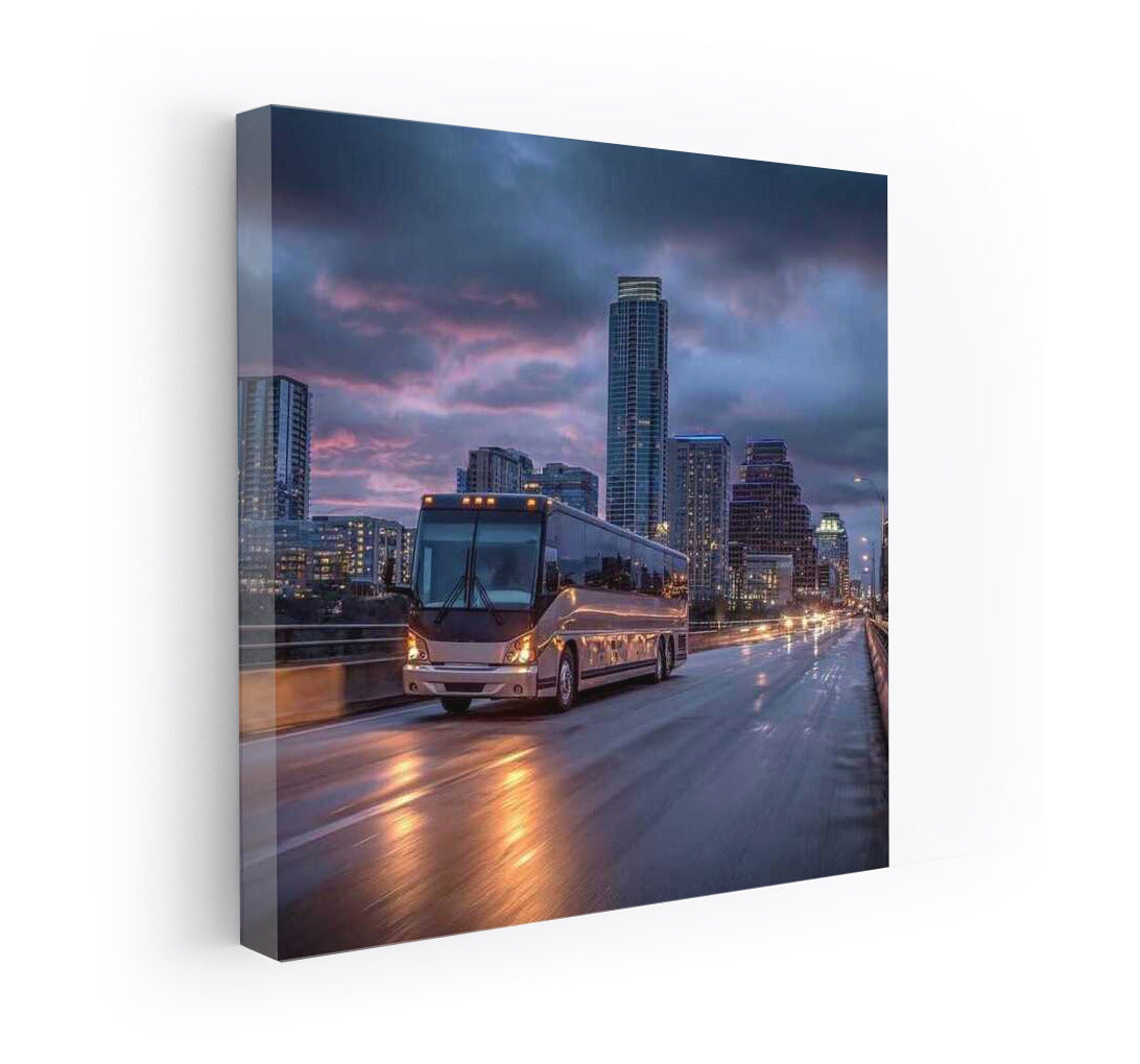 Night Flight: Bus in the City Lights