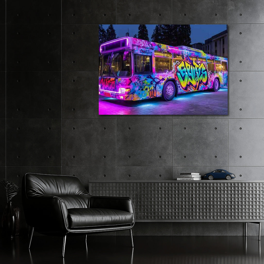 Graffiti on Wheels: Bright Bus