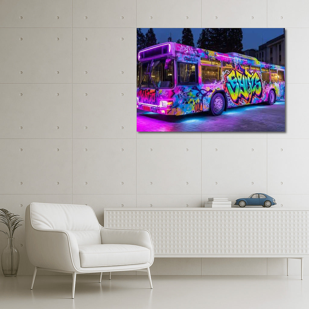 Graffiti on Wheels: Bright Bus
