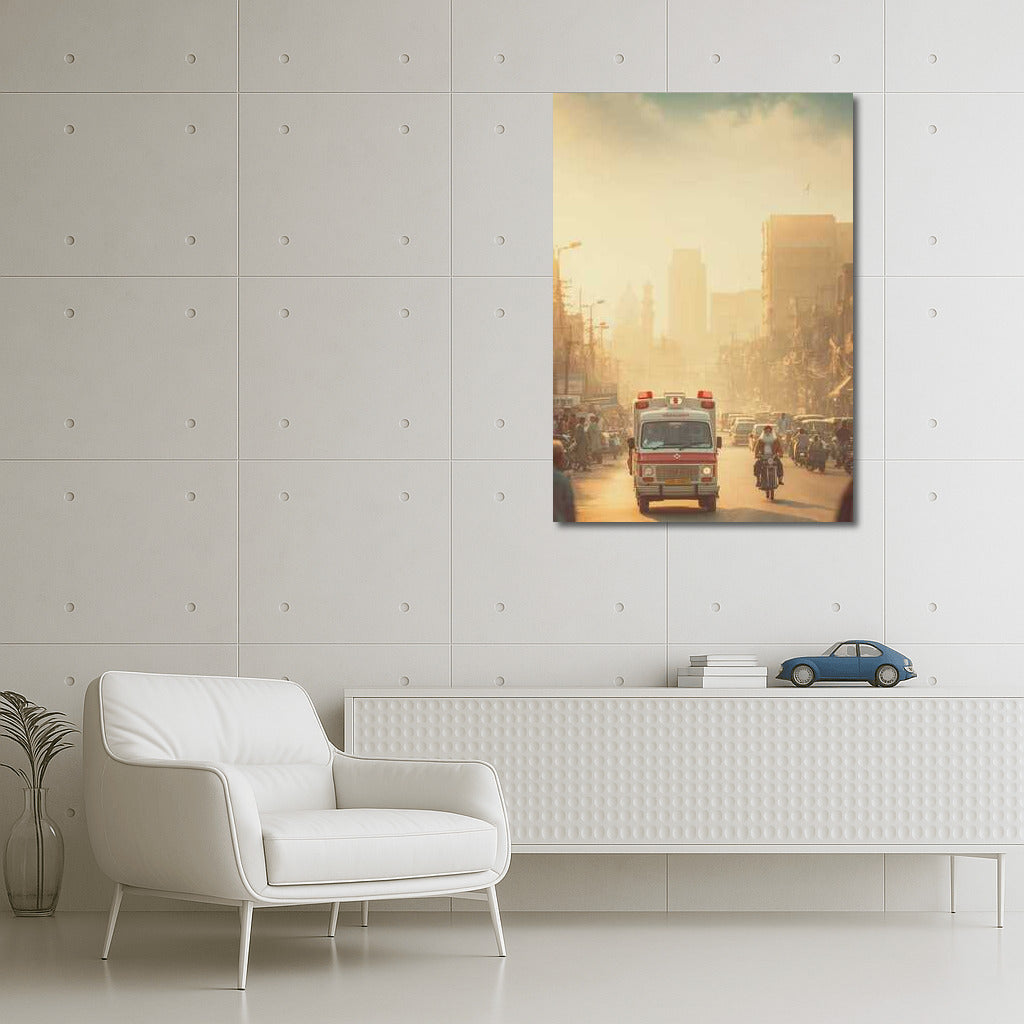 Retro Ambulance in City Flow: Energy of Rescue