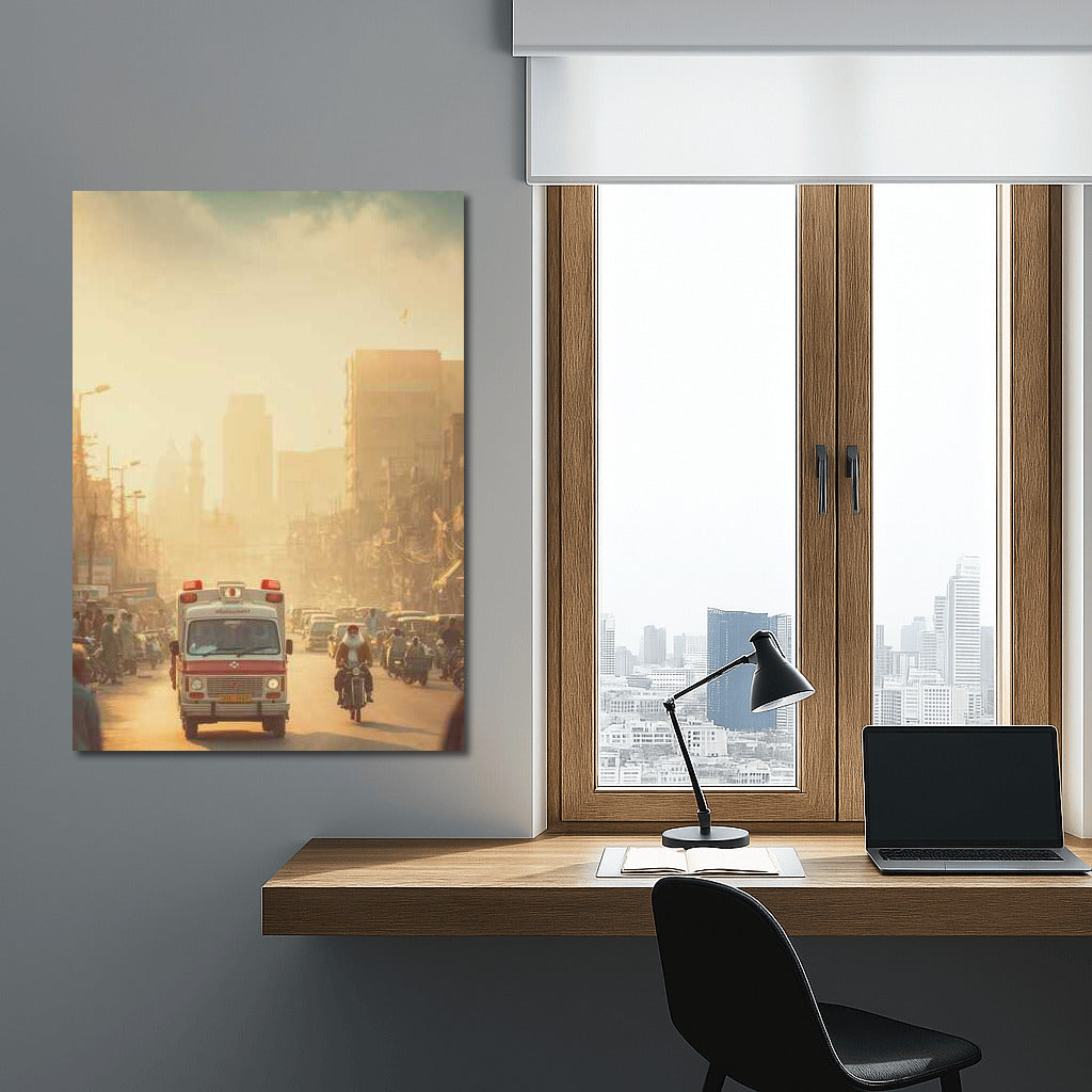 Retro Ambulance in City Flow: Energy of Rescue